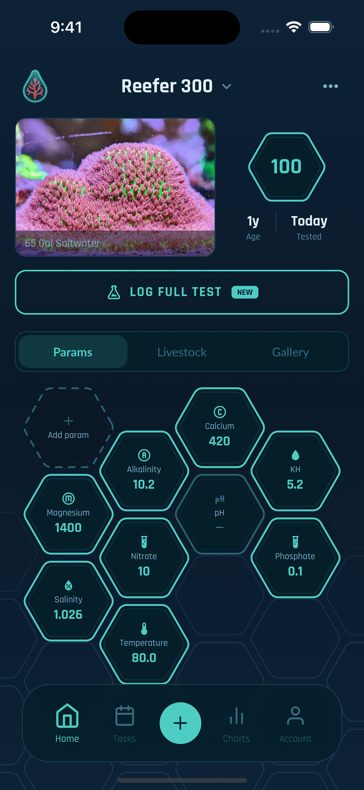 AquaTrack home screen